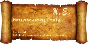 Matyasovszky Etele névjegykártya